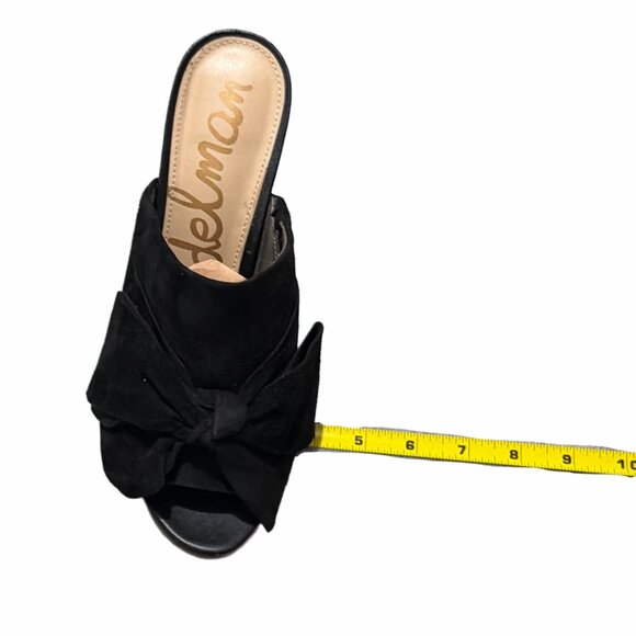 Sam Edelman Sandals Womens 8.5M Black Suede Bow Heel Open Toe YUMI Chic Party - Picture 10 of 16